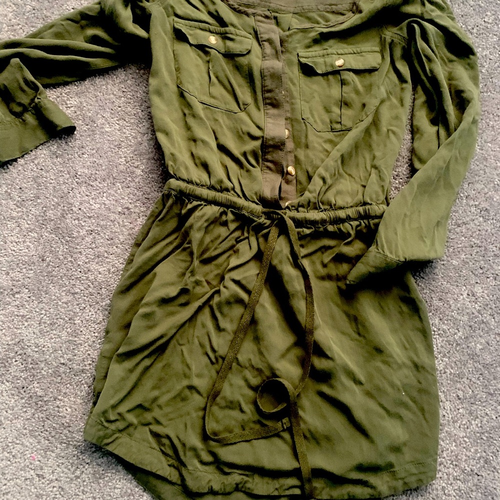 Ae button down army style dress xxs